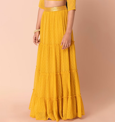 Printed Maxi-Length Tiered Flared Skirts